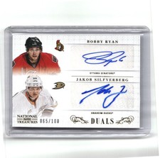 Bobby Ryan Jakob Silfverberg /100 2013-14 National Treasures Dual Autograph