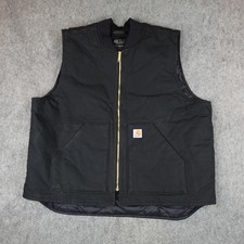 Carhartt Vest Mens 2XL XXL Black Canvas Arctic Quilted Lined Insulated V01 BLK