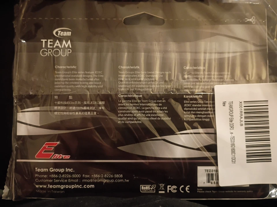 Team Group Elite 16GB 2x8GB DDR3 1600MHz RAM Dual Channel Desktop New - Image 2 of 2