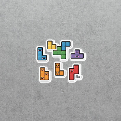 Cute Pixel Block Stickers Kawaii Retro Gaming Vinyl Decals #6478
