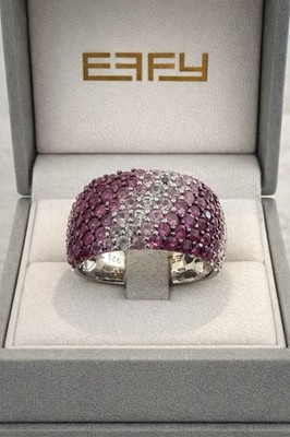 Effy 925 Sterling Silver Pink Sapphire ladies Ring  Sz 7.5 NEW/Gift