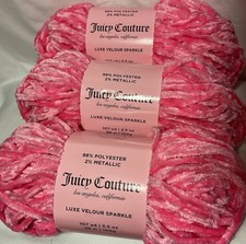 Juicy Couture Luxe Velour Sparkle Yarn “Pink Lemonade” 3 Pack.   Free Shipping