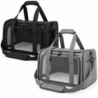 Large Folding Pet Carrier Bag Cat Dog Puppy Travel Breathable Mesh Black 45cm UK
