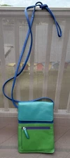 ILI Genuine Leather Organizer on A String Crossbody  Blue Green Bag