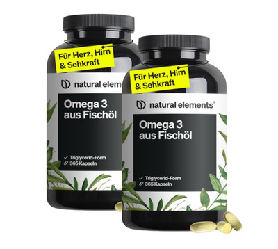 2 x natural elements Omega 3   2 x 365 Kapseln   2000mg Fischöl pro Tagesdosis