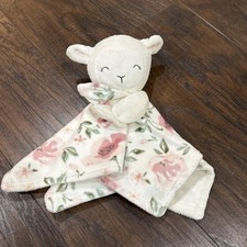 Gerber Modern Moments Security Blanket Pink White Lamb Floral Plush Lovey 12"