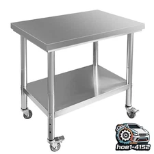 New Stainless Steel Work Table 36x24 Inch with 4 Wheels Heavy Duty Food Prep