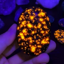 Rare Yooperlite Palm Stone Glowing Gem Healing Crystal UV Reactive Flame Stone