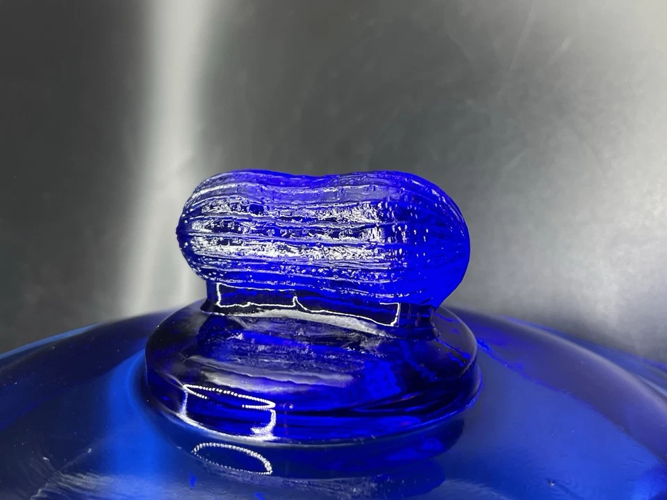 "Frasco de barril de vidrio contenedor azul maní Mr. Peanut vintage Planters "Running" 10"" Foto 4 de 4