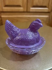 Rosso Mosser Purple Hen Rooster on Nest 4”