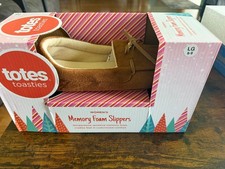 Totes Toasties Memory Foam Brown Slippers, Womens L Large Size 8-9 NEW