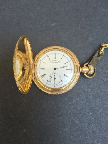 Antique-1890 American Waltham pocket watch 14k gf Hunting Case Size 6
