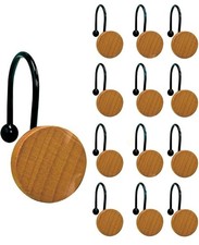 Rustic Round Wood Shower Curtain Hooks Set of 12 Modern Decorative