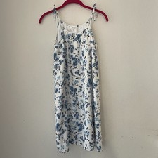 MUMU Mini Girls Blue Floral Tie Strap Dress Size 10-12Y White Lined