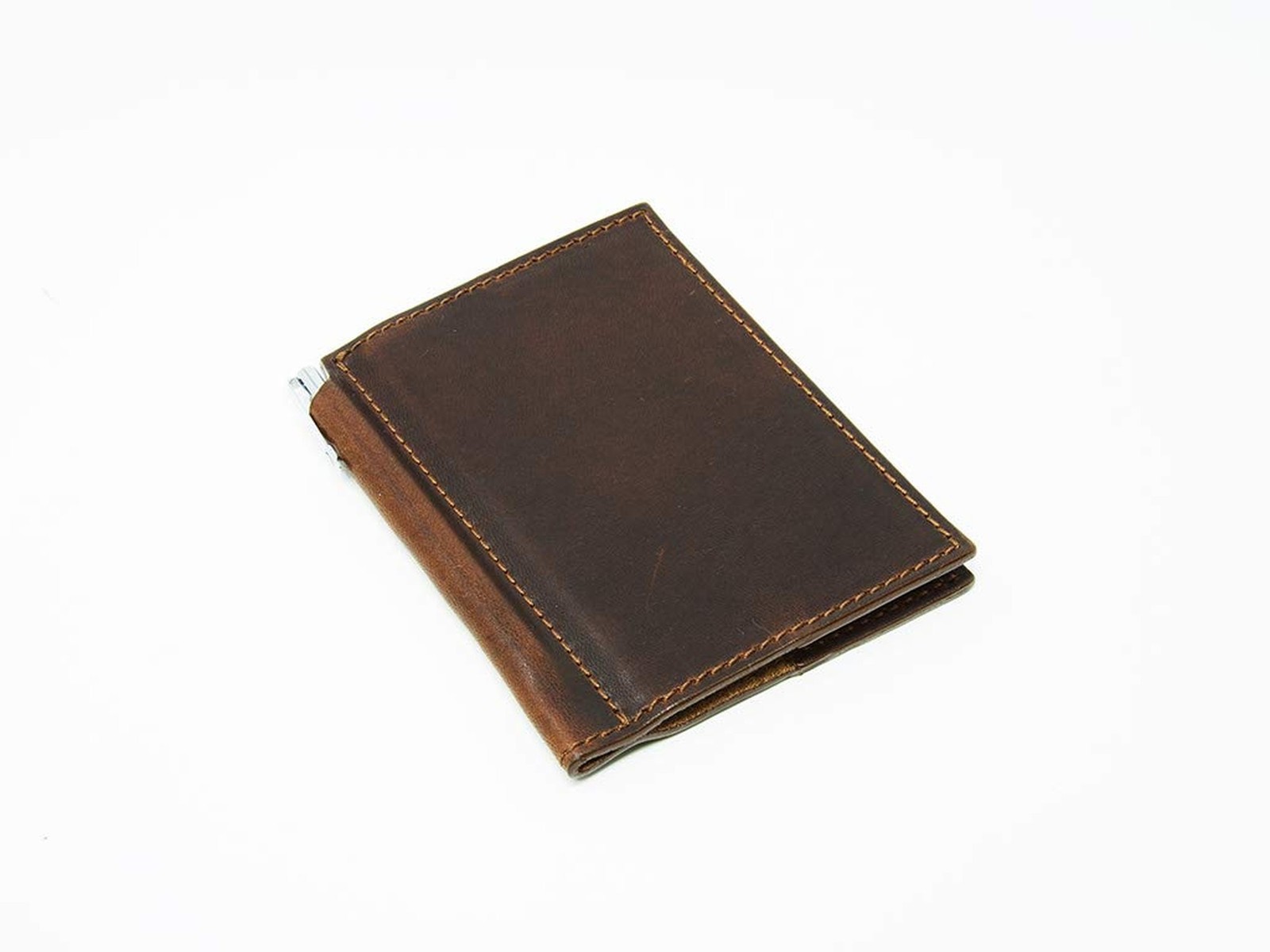 OleksynPrannyk Small Leather Notebook with Pen Holder 3x4 Re