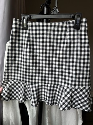 Women s Vintage Charlotte Russe Black White Gingham Mini Skirt Size XS Ruffle