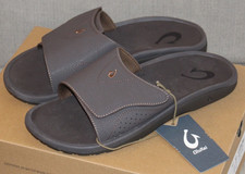New OluKai NALU SLIDE Dark Java Men's Sandals Size 11- BNIB