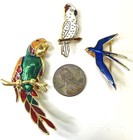 Gold Tone Multicolor Enamel Bird Brooches 36.9g — photo 2