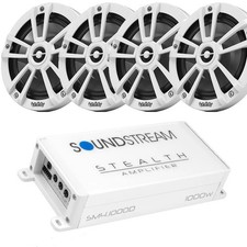 SM4.10000D 4CH Compact Marine Amplifier 4 Infinity 6.5" Marine Grade Speakers