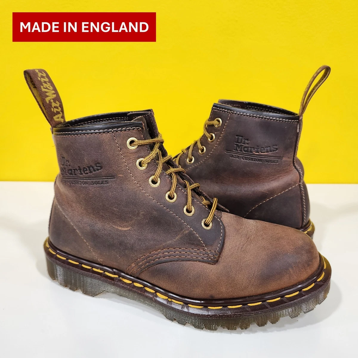 Dr. Martens Unisex 10M 11W Combat Boots Brown Leather Lace Cecil Heel Chunky VTG Dr. Martens Brown Combat Boots for Women for sale - eBay main image 2