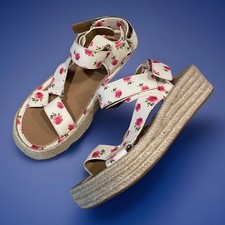 Sandalias Alpargata Plataforma Aerosoles Dave 10.5 Floral Rosa Crema 10 1/2 Floral