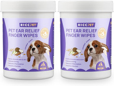100pcs Dog Ear Wipes Finger Dog Ear Cleaner Wipes for Dogs/Cat-Dog Ear Infection