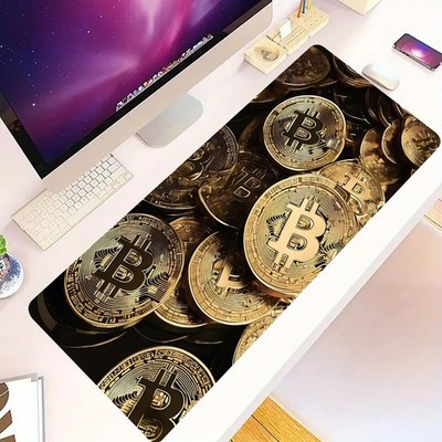 40*90cmBitcoin-Themed Mouse Pad with Non-Slip Rubber Base - Office Desk Mat, Smo
