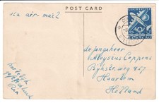 Willemstad, Curacao to Haarlem, The Netherlands airmail postcard - 1950