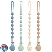 Cuddle Campus Silicone Pacifier Clip Holder with One Piece Design, Pack of 4