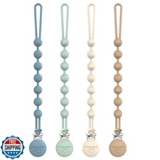 Cuddle Campus Silicone Pacifier Clip Holder with One Piece Design, Pack of 4 