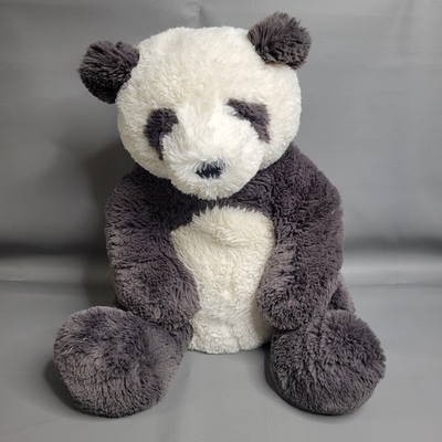 Jellycat HUGE Harry Panda Cub Plush Stuffed Animal Grey White 16'' Used
