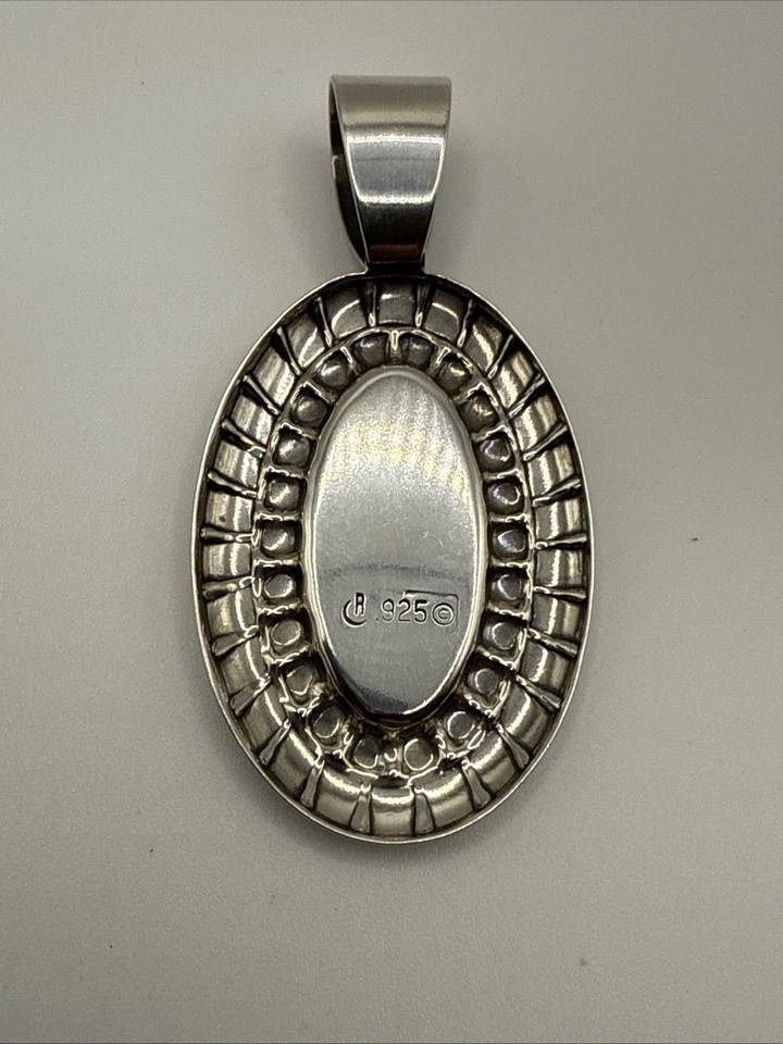 Colgante de piedras preciosas de plata esterlina Carolyn Pollack ostra espinosa incrustación ovalada Foto 3 de 4