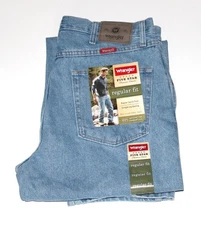 Wrangler Regular Fit Men's Jeans  Light Wash 100% Cotton Denim Straight 38x29