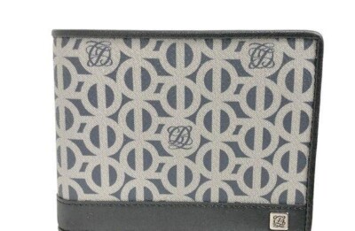 Louis Quatorz Black Leather Monogram Bi Fold Wallet