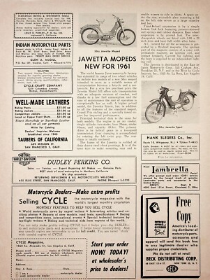 1961 Jawa Jawetta Moped 551 & Sport 50cc - 1-Page Vintage Motorcycle Article