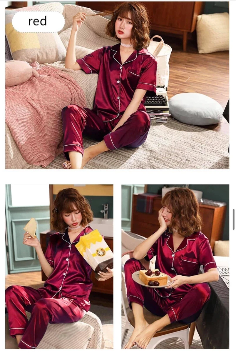 Two piece Set Classic Satin silk Like Terno Pajamas eBay