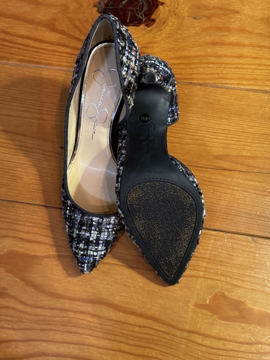 JESSICA SIMPSON*千鳥格子柄ラインストーン*リボン/パンプス JESSICA SIMPSON*千鳥格子柄ラインストーン*リボン/パンプス