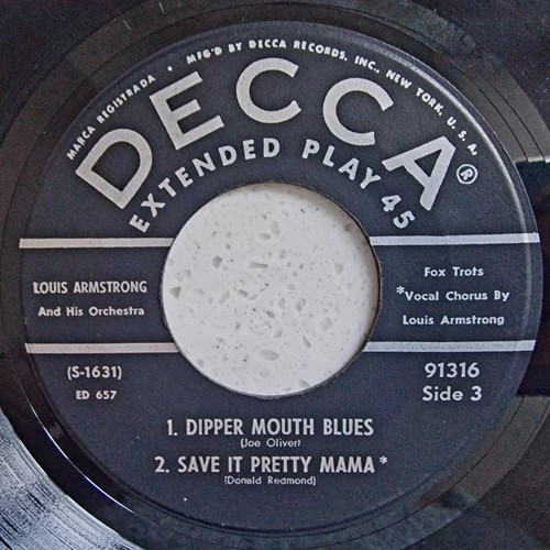 Louis Armstrong - Dipper Mouth Blues / Save It Pretty Mama - 1950s Import 7" - Picture 3 of 4
