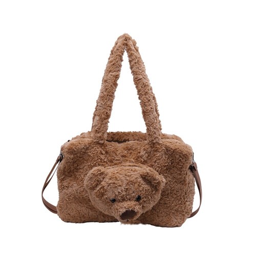 Large Capacity Bear Doll Handbag Plush Bear Tote Bag Shoulder Bag Kids Girls - Picture 14 of 14
