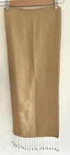 100% Pashmina Water Shawl Scarf Handmade in Nepal Dainty Fringe Tan Nepalese