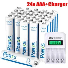 POWXS 24x 1.2V Rechargeable AAA Batteries w/ AA AAA NI-CD NI-MH Battery Charger