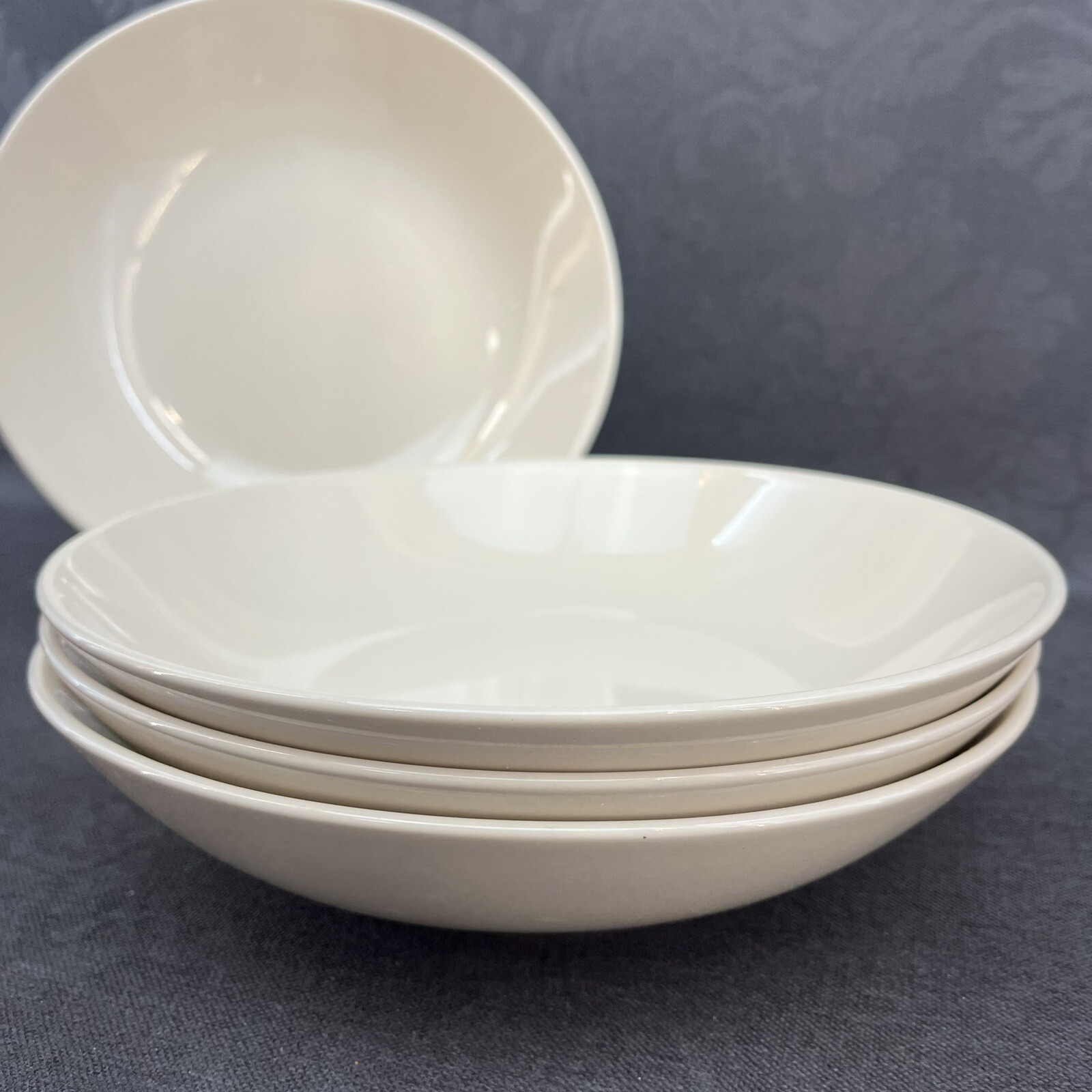 IKEA Stoneware Set Of 4x 9” Cream Biege Tan Pasta Soup Bowls Fargrik