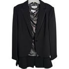 Calvin Klein Womens Black 2PC A-line Pleated Skirt Jacket Blazer Suit Set Sz 12P