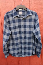 J Crew blue gray plaid Flannel shirt Men's Medium mid weight Double Brushed