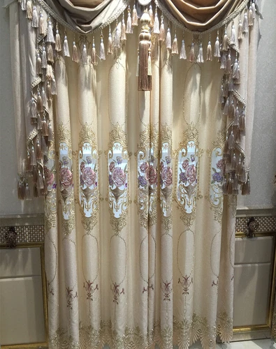 Blumen bestickt Halb Verdunkelungsvorhang Europäische Gardine für Wohnzimmer 1 Panel - Bild 14 von 44