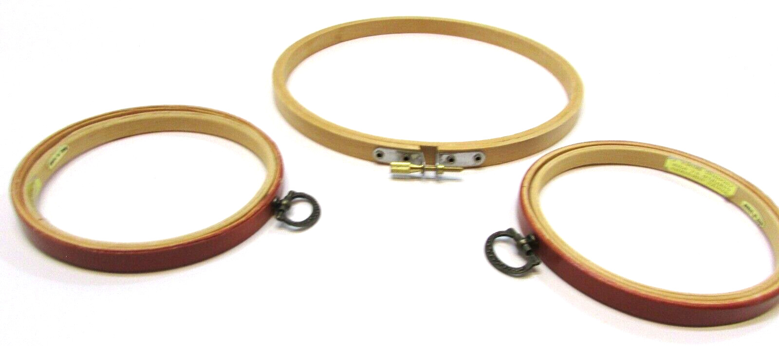 3 Round Wood Embroidery Cross Stitch Hoop Display Rings Two 4.5" and One  7"