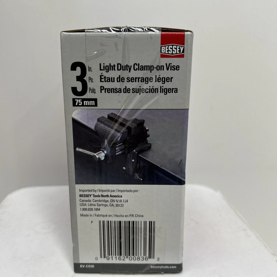 BESSEY BV-C030 Clamp-On Bench Vise, Light-Duty, 3” Wide Jaws - Image 4 of 4