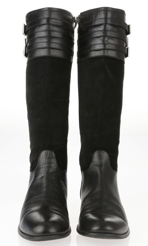 Aquatalia By Marvin K Deliver Tall Black Leather Riding Boots Shoes Size 7 $598 - Picture 3 of 6