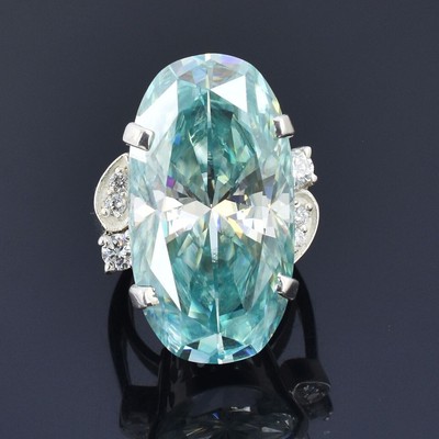 Certified Natural 6CT VS1/Blue Diamond Solitaire Ring in 925 Sterling Silver