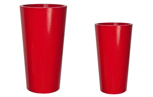 Xxl Blumentopf Set 33 X 61 Cm + 40 X 73 Cm ÜBertopf KüBel In Rot Euro3Plast Tuit-image